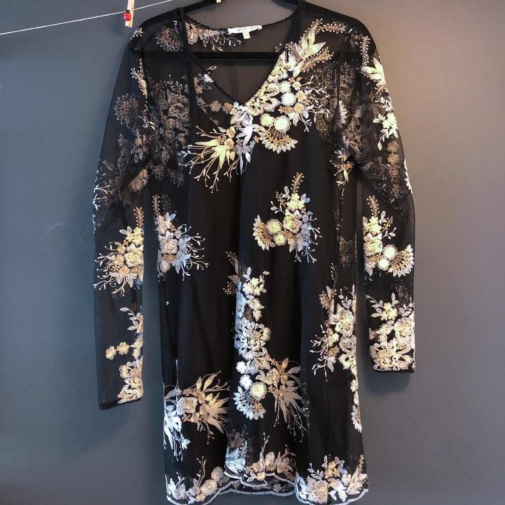 Vintage Sheer Embroidered Dress